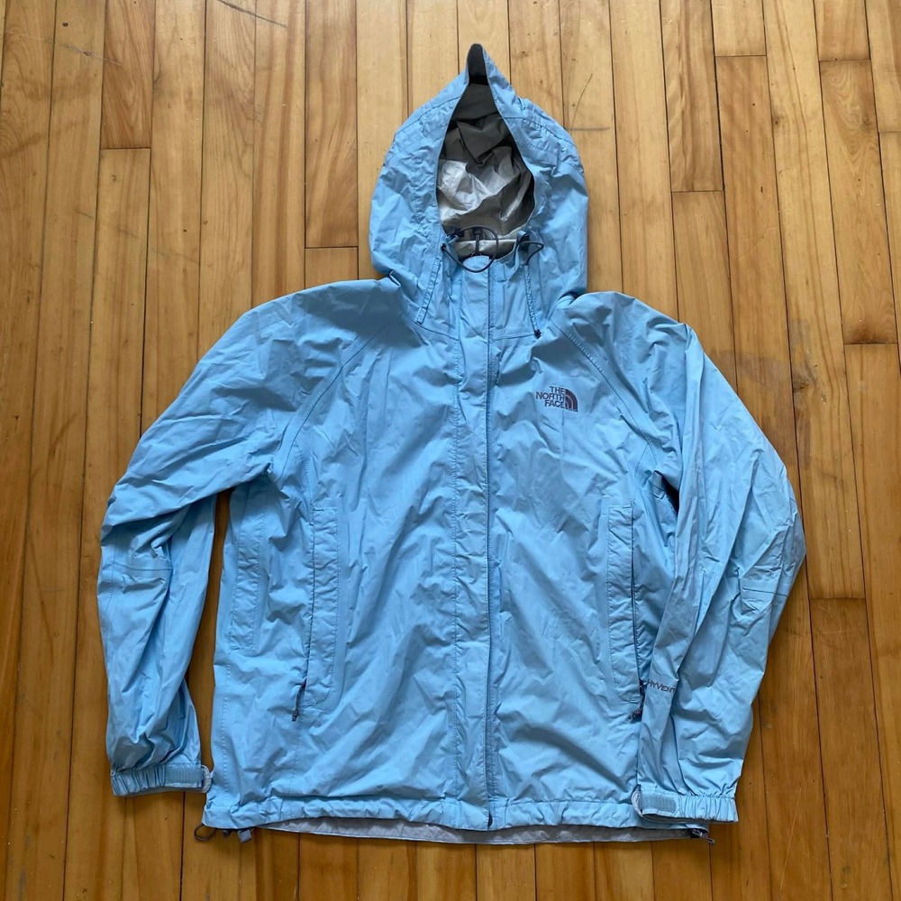 The North Face Hyvent DT Blue Lightweight Hooded Rain Jacket Womens Size Medium